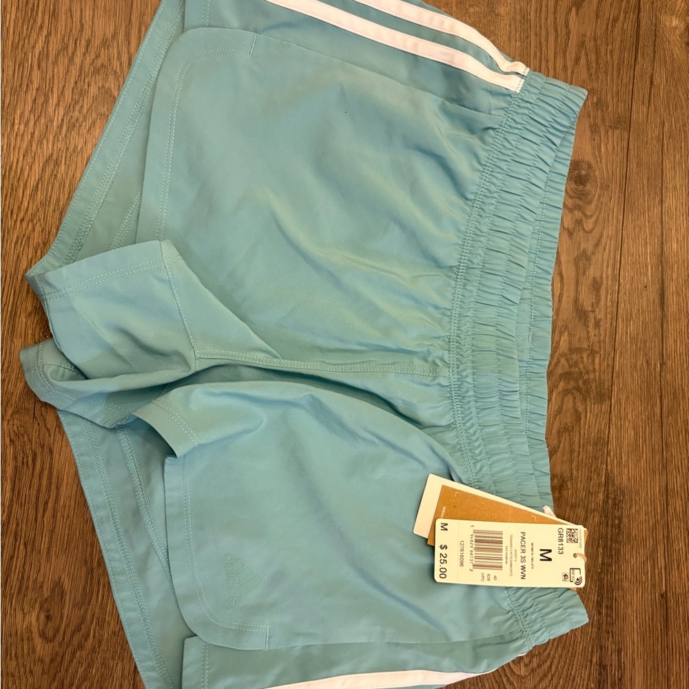 NWT Adidas Aqua Blue Pacer Shorts